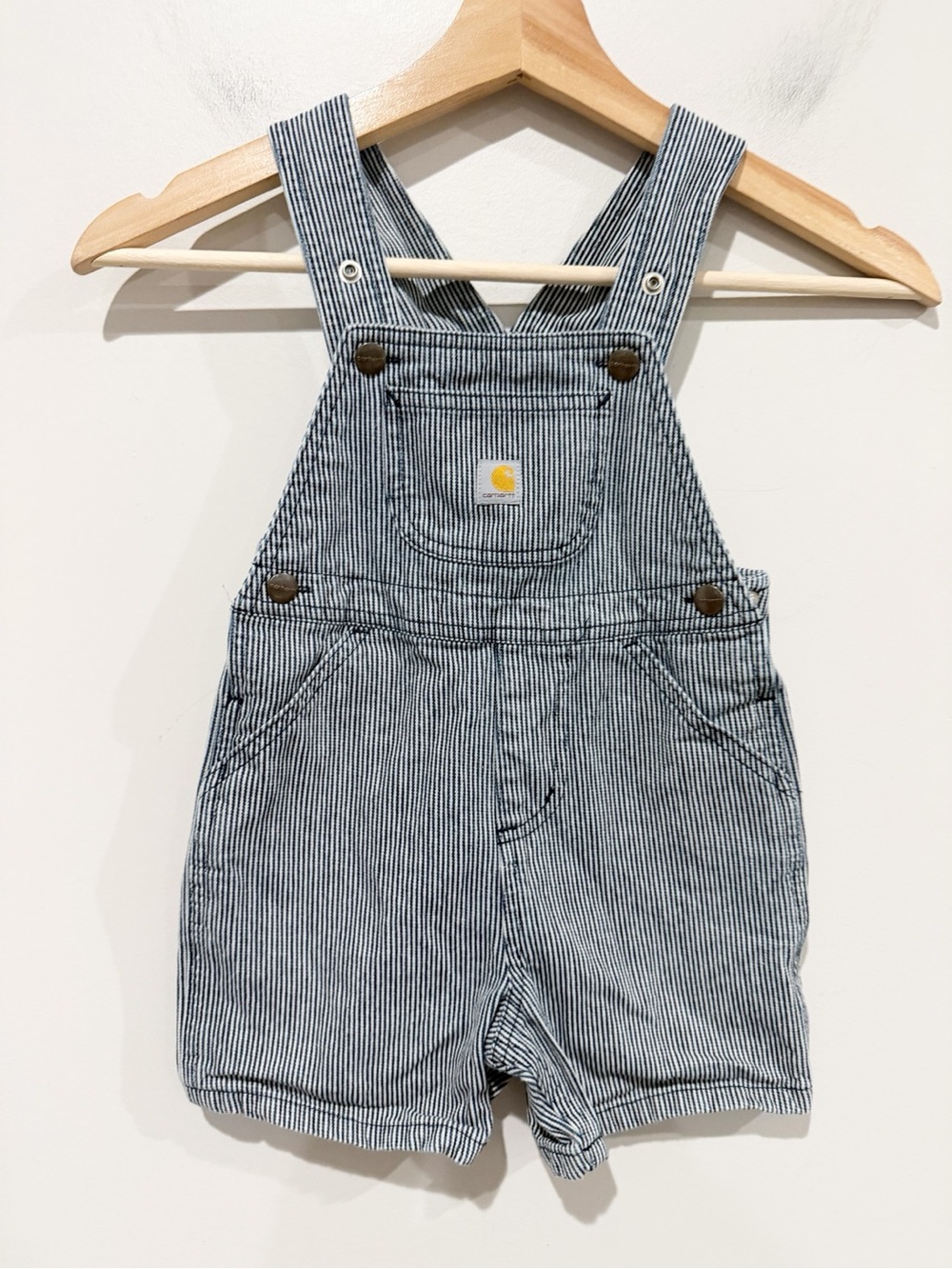 CARHARTT Kids' Blue Striped Short Overalls Size 3T